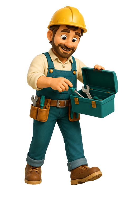 Mascot working with tools
